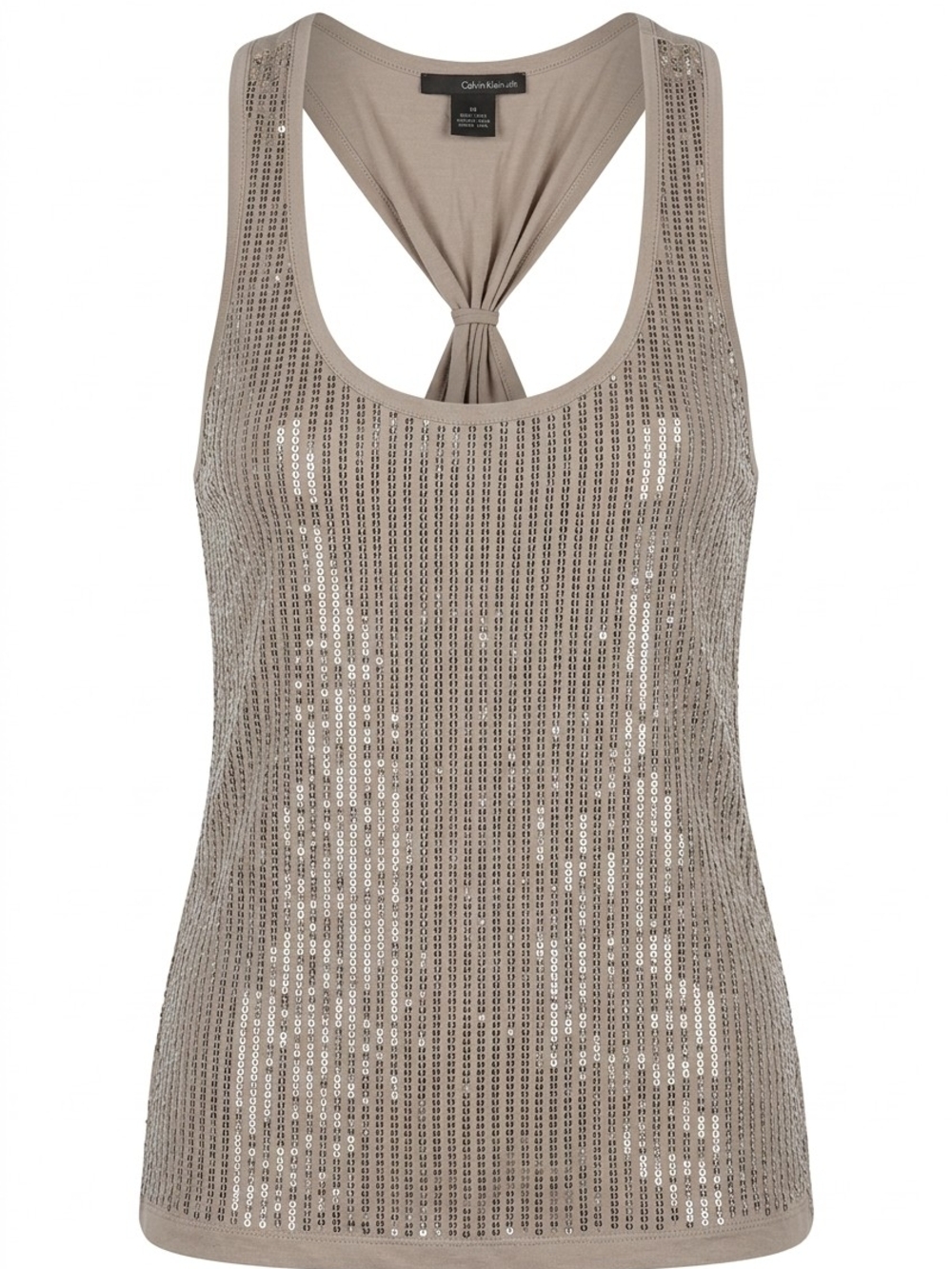 Calvin Klein Jeans Womens Sequin Tank Top Large Beige 100 Cotton 5005